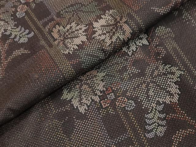 平和屋着物●本場大島紬　7マルキ　草葉文　正絹　逸品　DABL1078ud