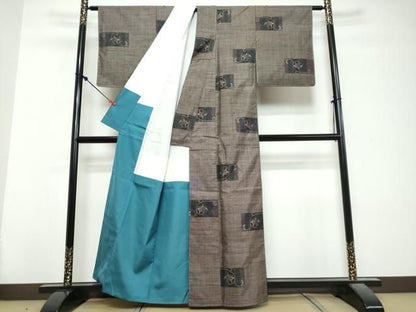 平和屋着物●本場大島紬　9マルキ　花唐草文　正絹　逸品　未使用　DABL1080ud