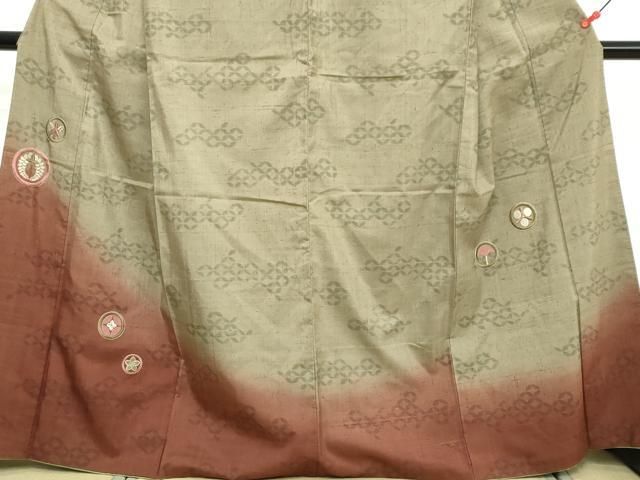 平和屋着物●訪問着　紬地　刺繍　吉祥花丸文　金糸　正絹　逸品　DABL1081ud