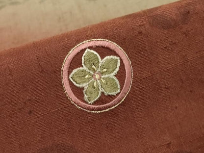 平和屋着物●訪問着　紬地　刺繍　吉祥花丸文　金糸　正絹　逸品　DABL1081ud