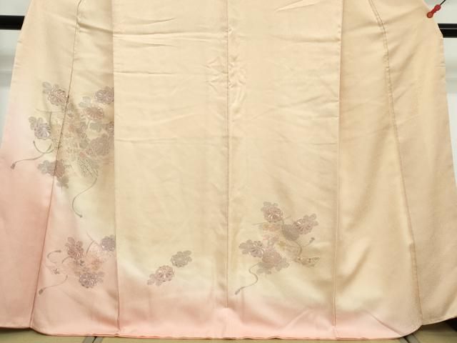 平和屋着物●中国三大刺繍　汕頭刺繍　スワトウ刺繍　相良刺繍　訪問着　几帳草花文　暈し染め　正絹　逸品　DABL1082ud