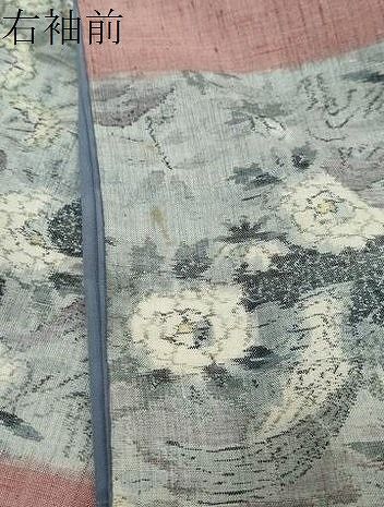 平和屋着物●小千谷紬　格子花鳥文　正絹　逸品　DABL1085ud