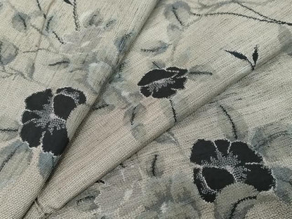 平和屋着物●上質な紬　枝花文　正絹　逸品　DABL1086ud
