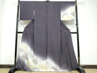 平和屋着物●訪問着　雪輪舞桜文　暈し染め　金彩　正絹　逸品　DABL1087ud
