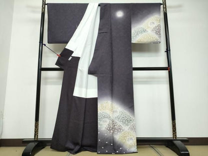 平和屋着物●訪問着　雪輪舞桜文　暈し染め　金彩　正絹　逸品　DABL1087ud
