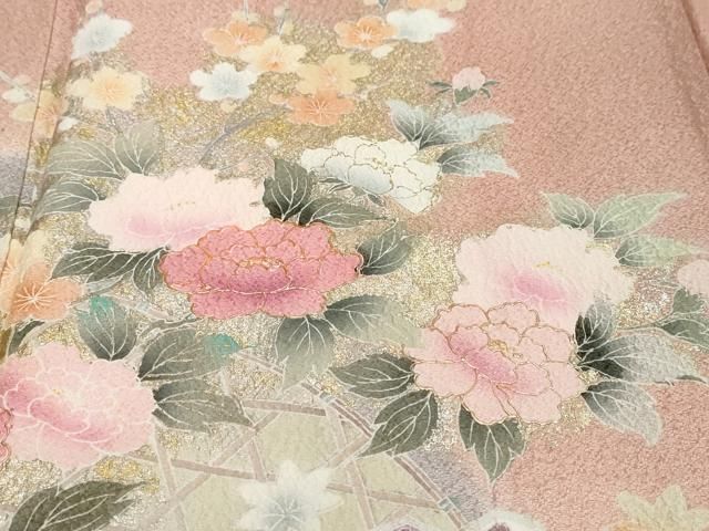 平和屋着物●訪問着　草花籬文　暈し染め　金銀彩　正絹　逸品　DABL1088ud