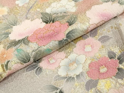 平和屋着物●訪問着　草花籬文　暈し染め　金銀彩　正絹　逸品　DABL1088ud