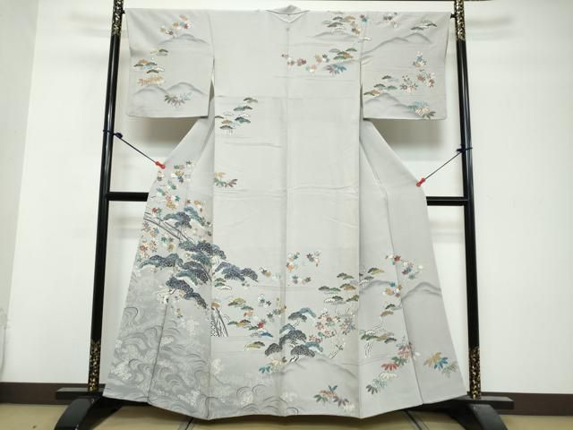 平和屋着物●訪問着　浜松枝花文　暈し染め　金彩　正絹　逸品　DABL1091ud