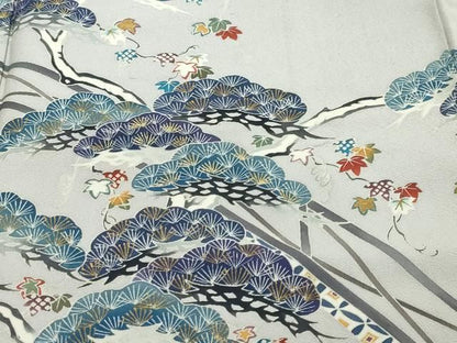 平和屋着物●訪問着　浜松枝花文　暈し染め　金彩　正絹　逸品　DABL1091ud