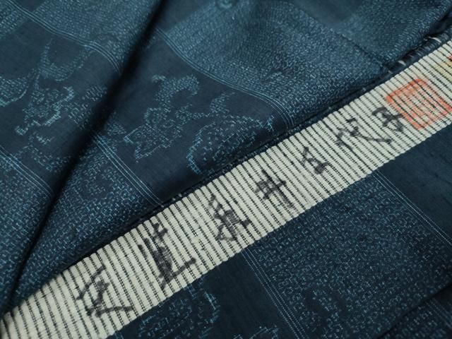 平和屋着物●天覧　永井千代子　本場結城紬　重要無形文化財　100亀甲　短冊草花文　反端付き　正絹　逸品　未使用　DABL1095ud
