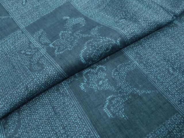 平和屋着物●天覧　永井千代子　本場結城紬　重要無形文化財　100亀甲　短冊草花文　反端付き　正絹　逸品　未使用　DABL1095ud
