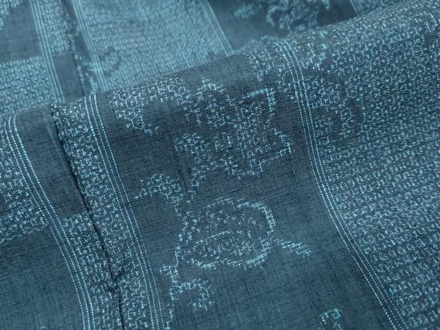 平和屋着物●天覧　永井千代子　本場結城紬　重要無形文化財　100亀甲　短冊草花文　反端付き　正絹　逸品　未使用　DABL1095ud