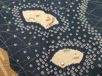 平和屋着物●訪問着　絞り　刺繍　地紙草花文　金糸　鬼しぼ縮緬　ロング丈　正絹　逸品　未使用　DABL1096ud