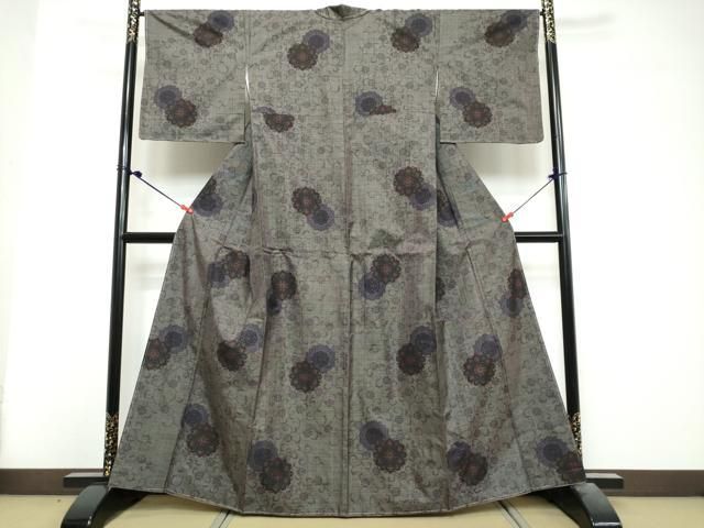 平和屋着物●本場大島紬　7マルキ　更紗花唐草文　正絹　逸品　未使用　DABL1097ud