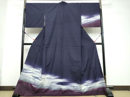 平和屋着物●訪問着　紬地　霞文　暈し染め　正絹　逸品　DABL1098ud