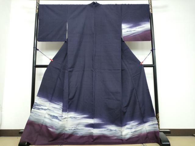 平和屋着物●訪問着　紬地　霞文　暈し染め　正絹　逸品　DABL1098ud