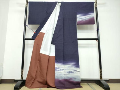 平和屋着物●訪問着　紬地　霞文　暈し染め　正絹　逸品　DABL1098ud