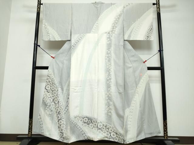 平和屋着物●十日町　名門　滝泰謹製　中国三大刺繍　相良刺繍　訪問着　駒刺繍　舞花文　金銀糸　正絹　逸品　DABL1104ud