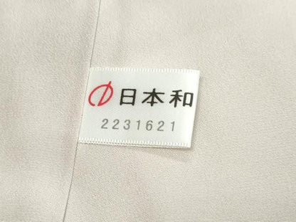 平和屋着物●西陣　長嶋成織物　訪問着　紬地　駒刺繍　立波文　金糸　反端付き　正絹　逸品　DABL1111ud