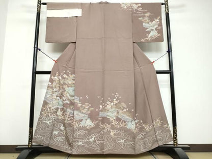 平和屋着物●訪問着　風景文　金彩　反端付き　正絹　逸品　DABL1123ud