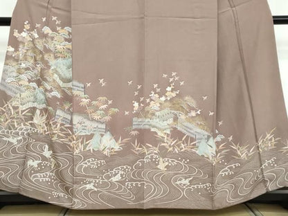 平和屋着物●訪問着　風景文　金彩　反端付き　正絹　逸品　DABL1123ud