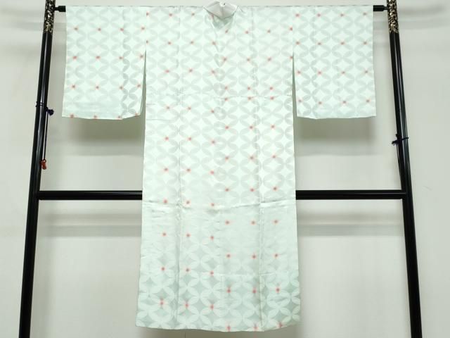 平和屋着物●長襦袢　無双仕立て　七宝地紋　青磁鼠色　正絹　逸品　DABL1124ud