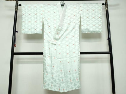 平和屋着物●長襦袢　無双仕立て　七宝地紋　青磁鼠色　正絹　逸品　DABL1124ud