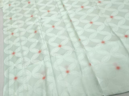 平和屋着物●長襦袢　無双仕立て　七宝地紋　青磁鼠色　正絹　逸品　DABL1124ud