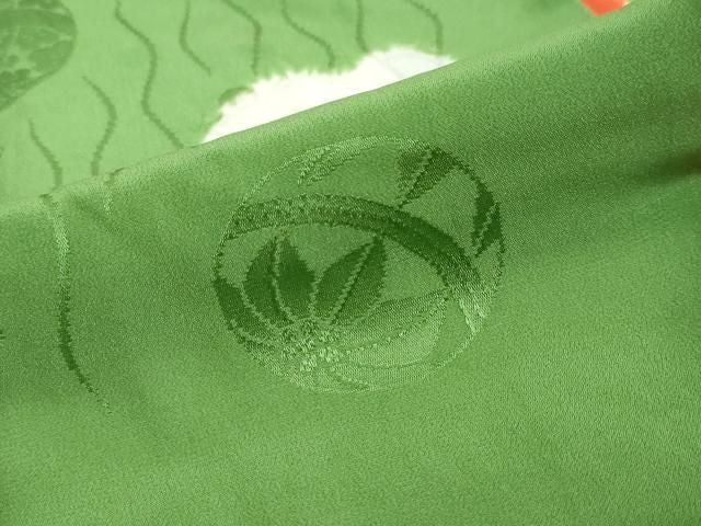 平和屋着物●振袖用長襦袢　袷　絞り　手毬草花地紋　金彩　正絹　逸品　DABL1127ud