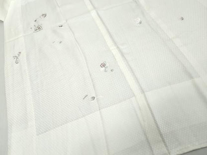 平和屋着物●長襦袢　無双仕立て　総刺繍　飾花文　正絹　逸品　DABL1128ud