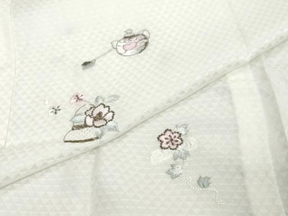 平和屋着物●長襦袢　無双仕立て　総刺繍　飾花文　正絹　逸品　DABL1128ud