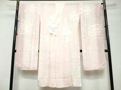 平和屋着物●振袖用長襦袢　無双仕立て　花車文　暈し染め　正絹　逸品　DABL1129ud