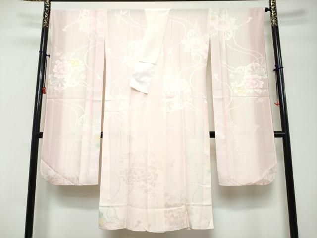 平和屋着物●振袖用長襦袢　無双仕立て　花車文　暈し染め　正絹　逸品　DABL1129ud