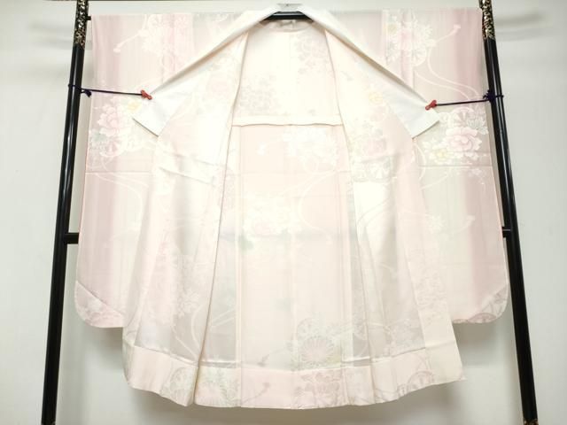 平和屋着物●振袖用長襦袢　無双仕立て　花車文　暈し染め　正絹　逸品　DABL1129ud