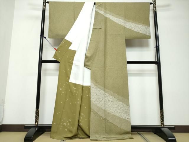 平和屋着物●樋口実　江戸小紋　訪問着　流水草花文　正絹　逸品　DABL1131ud