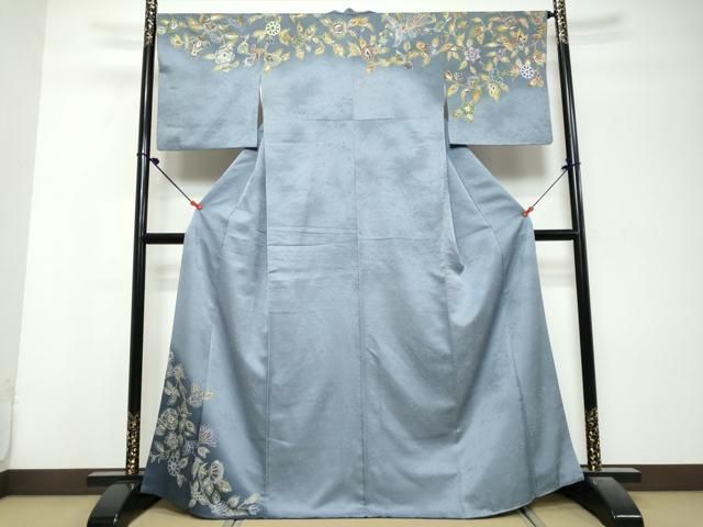 平和屋着物●訪問着　作家物　花鳥文　暈し染め　金彩　正絹　逸品　DABL1137ud