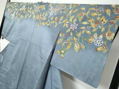 平和屋着物●訪問着　作家物　花鳥文　暈し染め　金彩　正絹　逸品　DABL1137ud