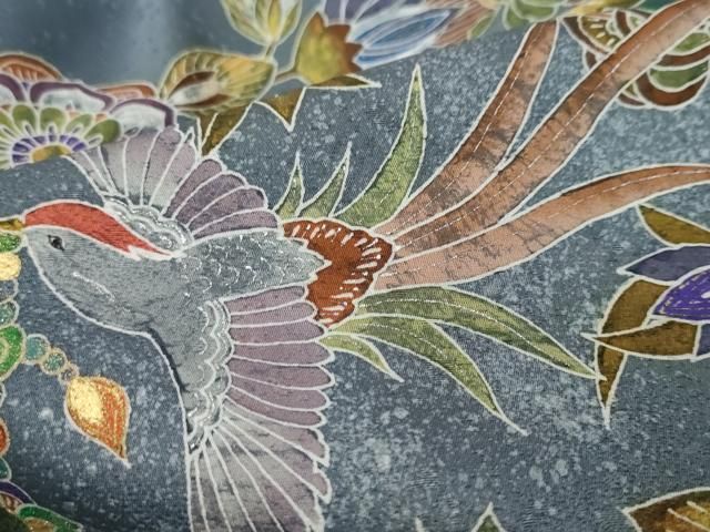 平和屋着物●訪問着　作家物　花鳥文　暈し染め　金彩　正絹　逸品　DABL1137ud