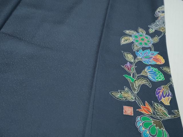 平和屋着物●訪問着　作家物　花鳥文　暈し染め　金彩　正絹　逸品　DABL1137ud