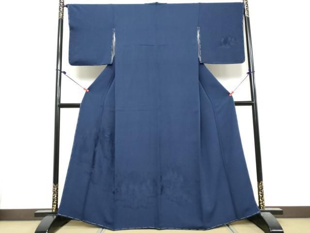 平和屋着物●無地絵羽訪問着　ドロンワーク　樹林地紋　鉄紺色　正絹　逸品　DABL1139ud