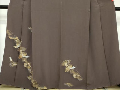 平和屋着物●訪問着　刺繍　地紙飛鶴花文　金銀彩　正絹　逸品　DABL1140ud
