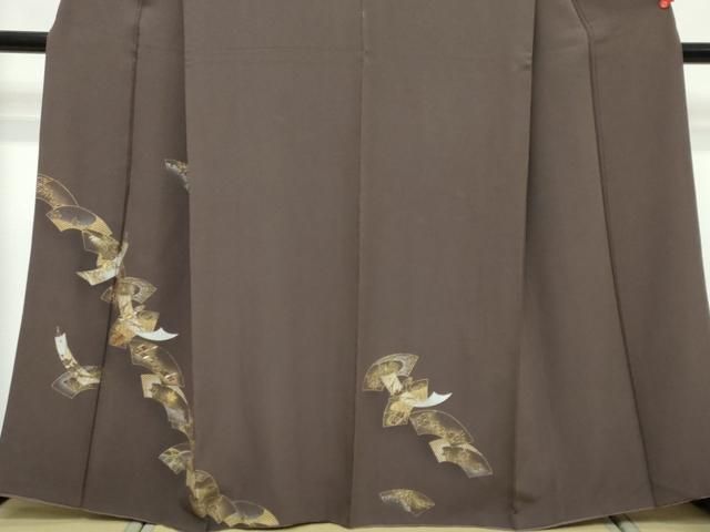 平和屋着物●訪問着　刺繍　地紙飛鶴花文　金銀彩　正絹　逸品　DABL1140ud