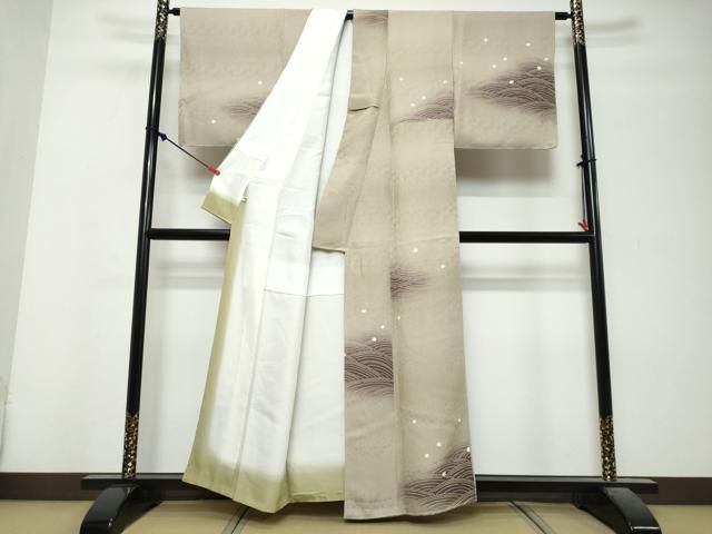 平和屋着物●上質な小紋　流水舞桜文　正絹　逸品　DABL1144ud