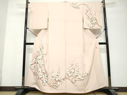 平和屋着物●訪問着　友禅　作家物　枝花文　正絹　逸品　DABL1145ud