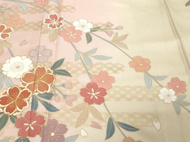 平和屋着物●訪問着　作家物　駒刺繍　枝垂れ花文　暈し染め　金彩　正絹　逸品　DABL1148ud