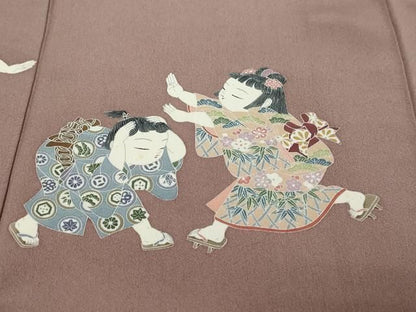 平和屋着物●訪問着　友禅　作家物　童子遊び　正絹　逸品　DABL1154ud