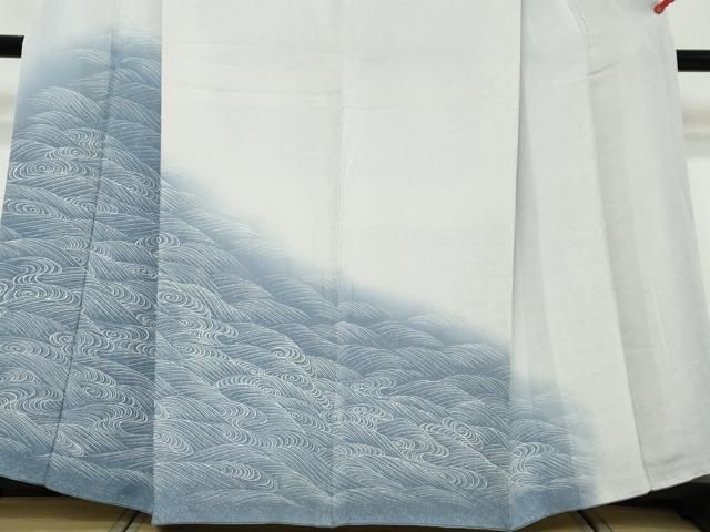 平和屋着物●訪問着　立波文　暈し染め　鬼しぼ縮緬　正絹　逸品　DABL1155ud