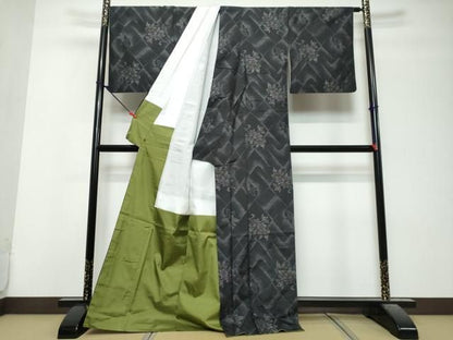 平和屋着物●本場大島紬　草花文　さが美扱い　久野織物謹製　証紙付き　正絹　逸品　DABL1161ud