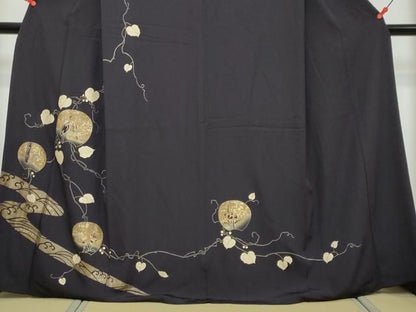 平和屋着物●訪問着　刺繍　蔦の葉文　金彩　正絹　逸品　DABL1176ud