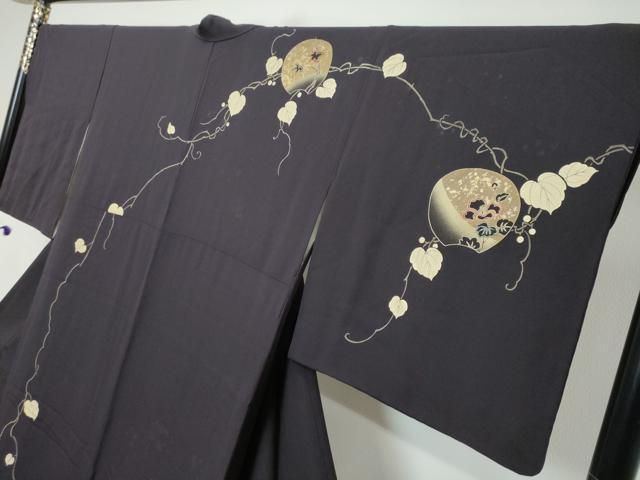 平和屋着物●訪問着　刺繍　蔦の葉文　金彩　正絹　逸品　DABL1176ud